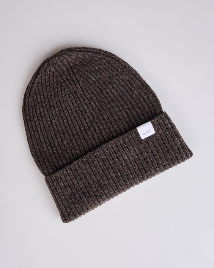 Norse Projects Standard Merino Lambswool Beanie Heathland Brown