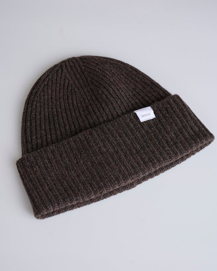 Norse Projects Standard Merino Lambswool Beanie Heathland Brown