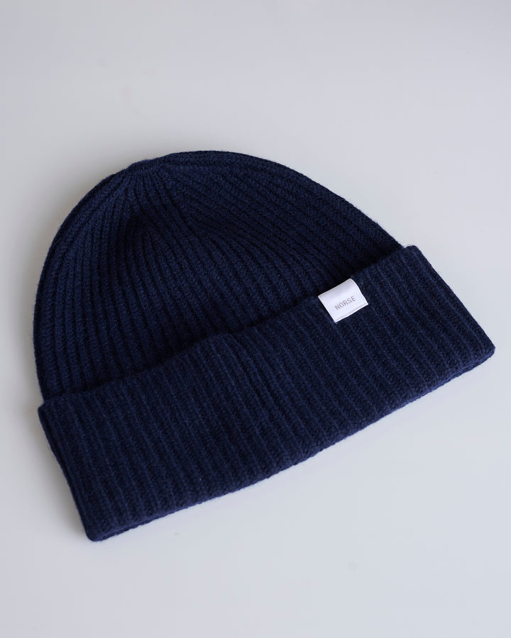 Norse Projects Standard Merino Lambswool Beanie Navy