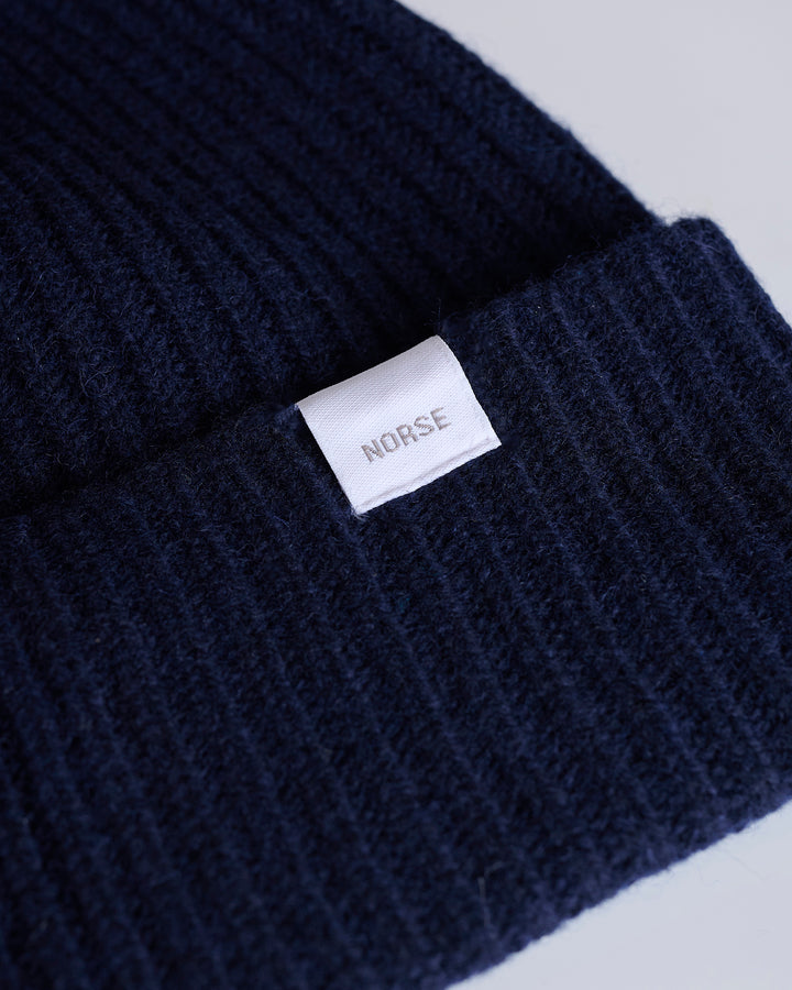 Norse Projects Standard Merino Lambswool Beanie Navy