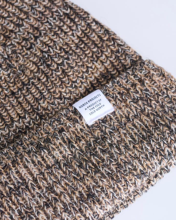 Norse Projects Wool Cotton Rib Beanie Camel