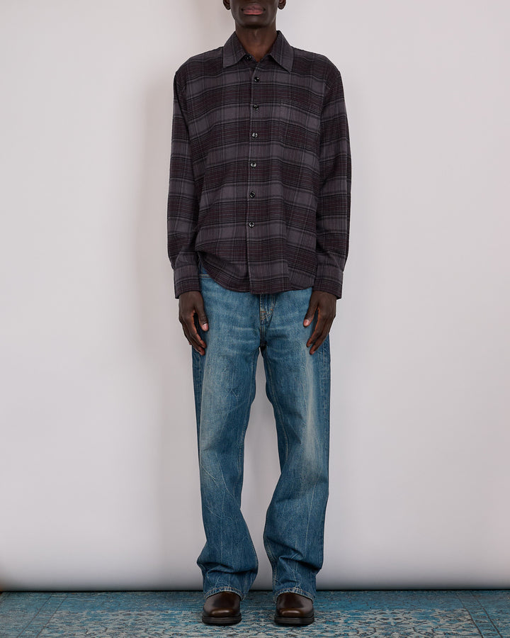 Our Legacy Above Button Shirt Faded Nocturne Check Flannel
