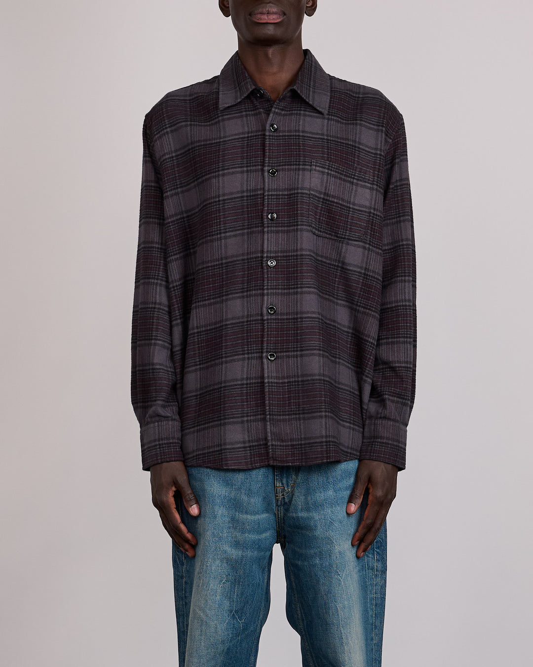 Our Legacy Above Button Shirt Faded Nocturne Check Flannel