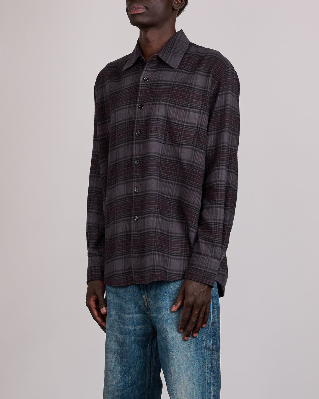 Our Legacy Above Button Shirt Faded Nocturne Check Flannel