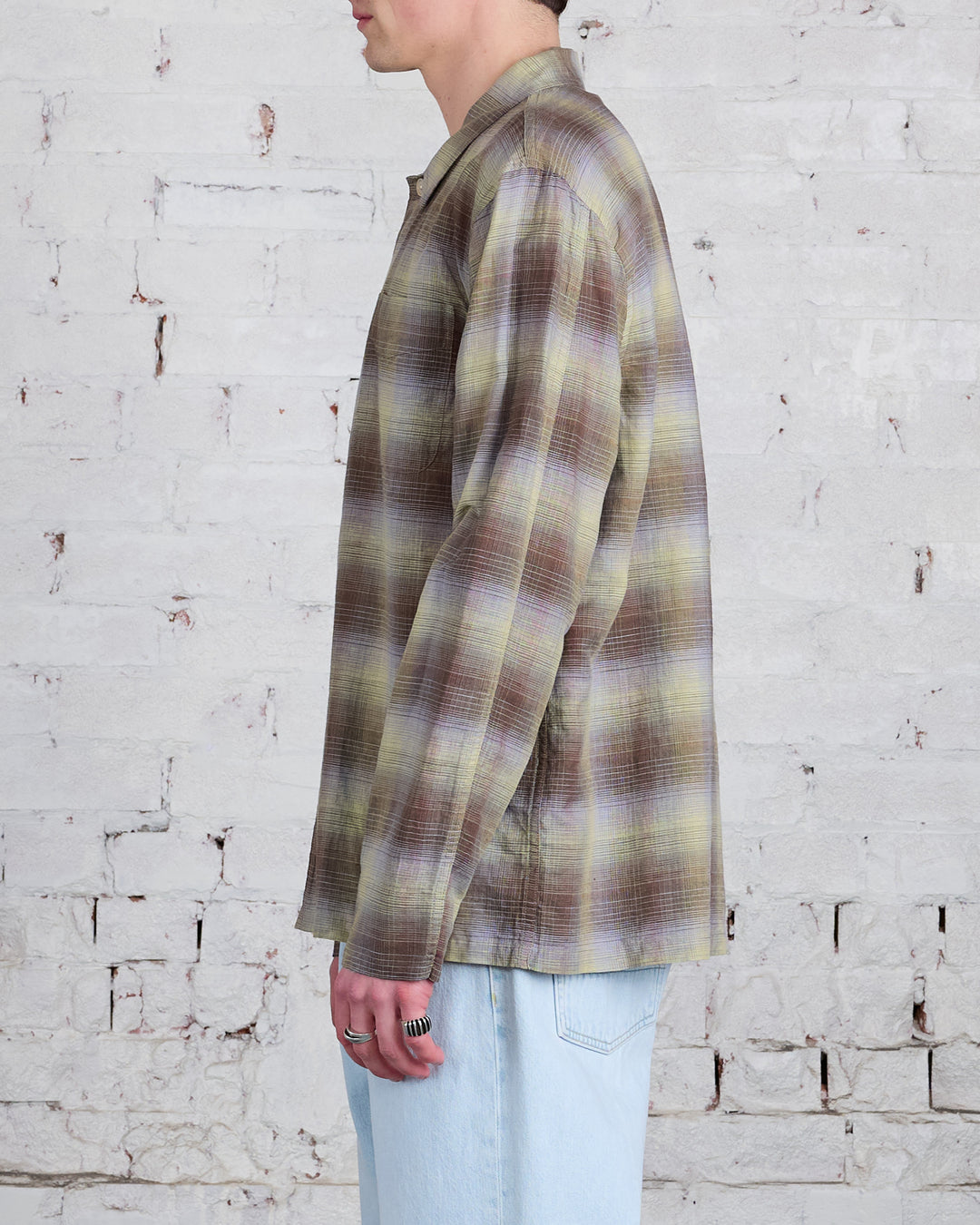 Our Legacy Box Button Shirt Murky Static Summer Weave