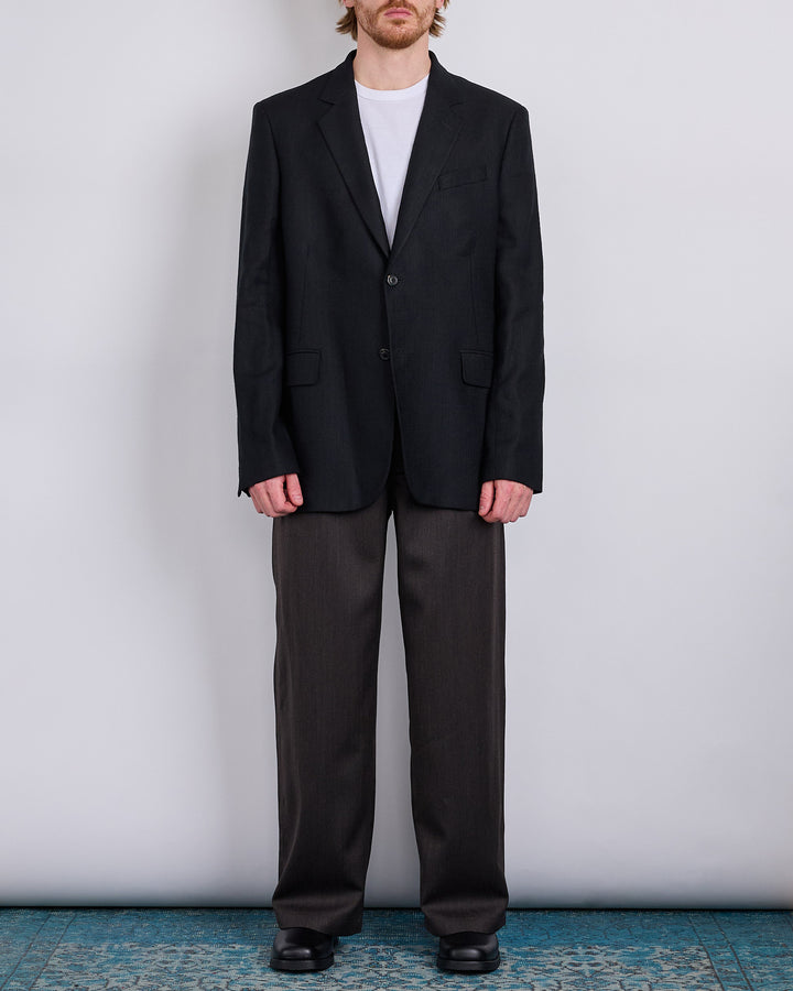 Our Legacy Ceremony Blazer Coal Black Link Stripe Weave