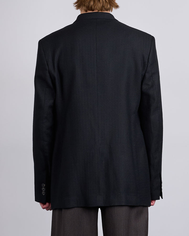 Our Legacy Ceremony Blazer Coal Black Link Stripe Weave