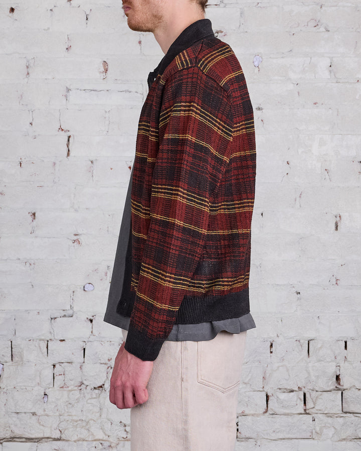 Our Legacy Evening Polo Sweater Rust Geezer Check