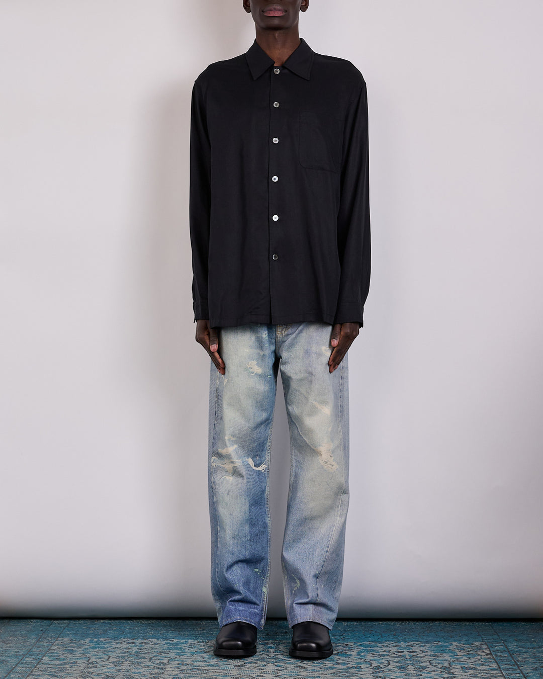 Our Legacy Every Button Shirt Draping Black Lyocell