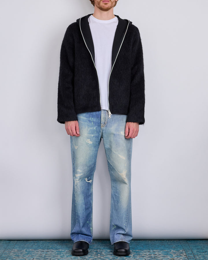 Our Legacy Full Zip Sweater Black Hairy Wool