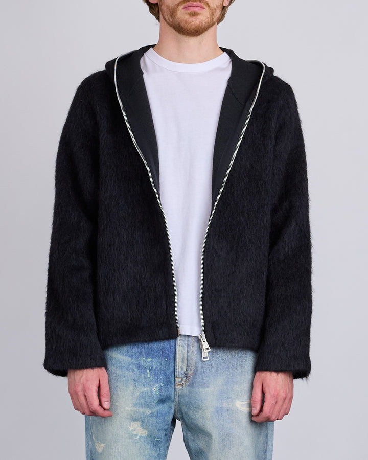 Our Legacy Full Zip Sweater Black Hairy Wool