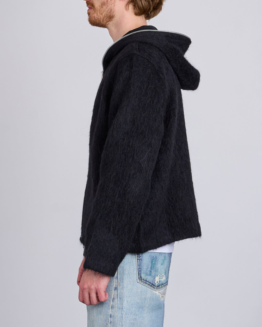 Our Legacy Full Zip Sweater Black Hairy Wool