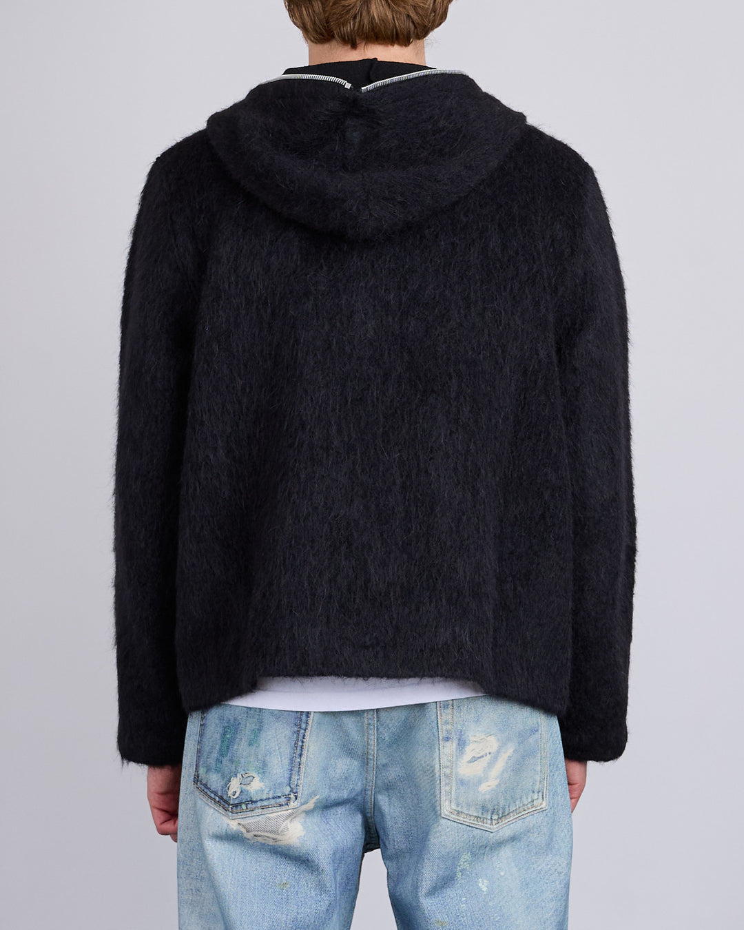 Our Legacy Full Zip Sweater Black Hairy Wool