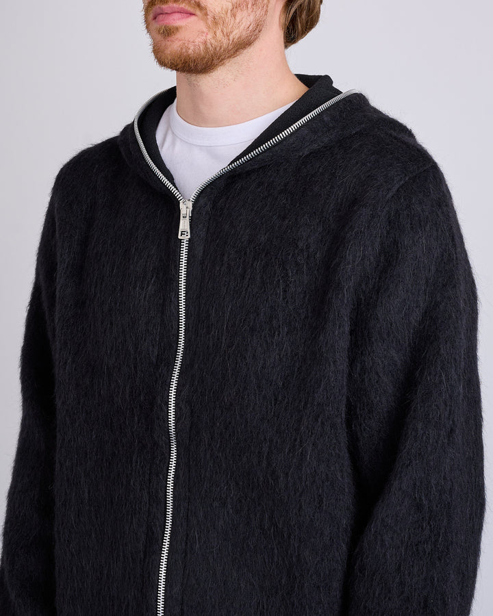 Our Legacy Full Zip Sweater Black Hairy Wool