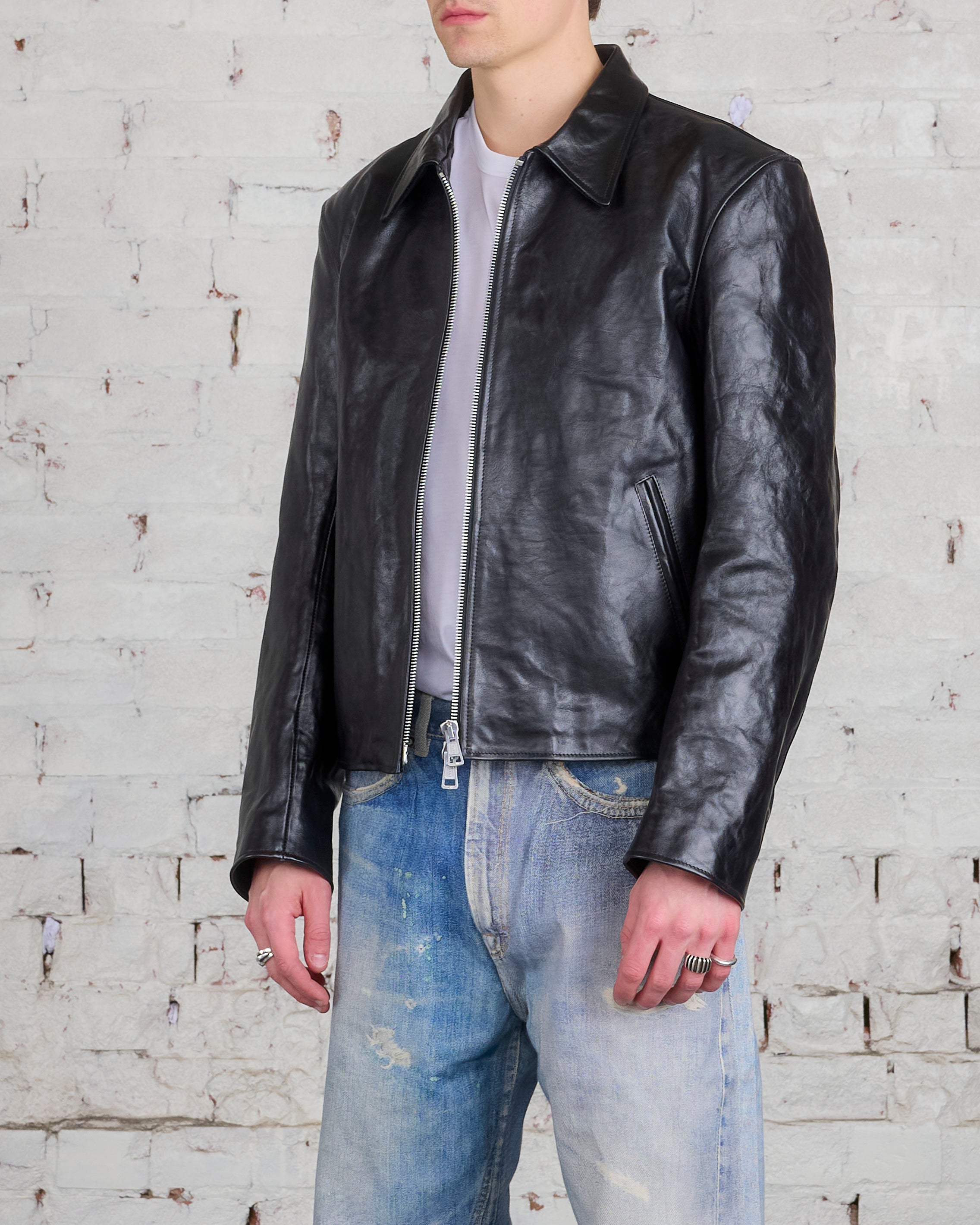 Our Legacy Mini Jacket Top Dyed Black Leather