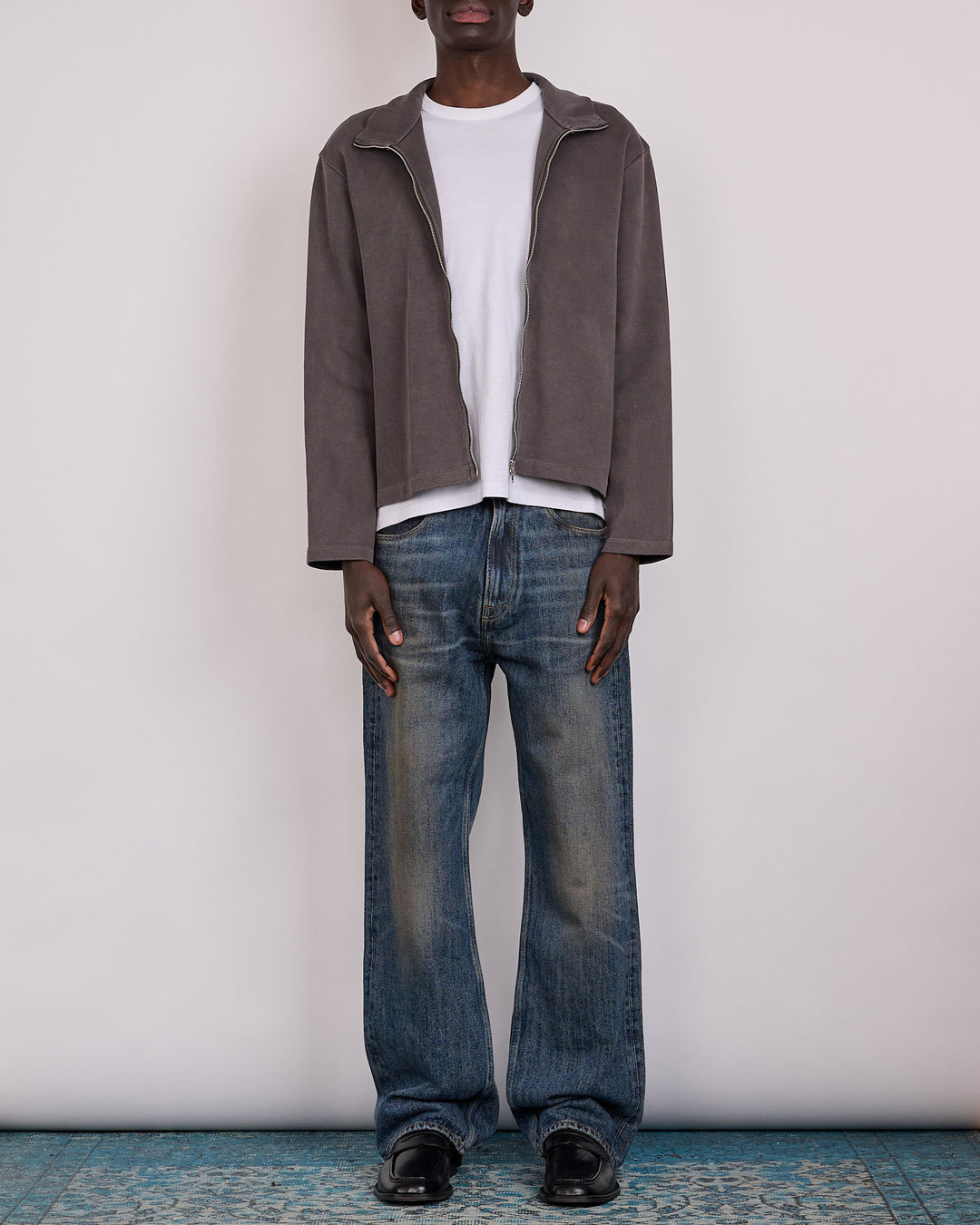 Our Legacy Shrunken Fullzip Worn Graphite Athletic Rib