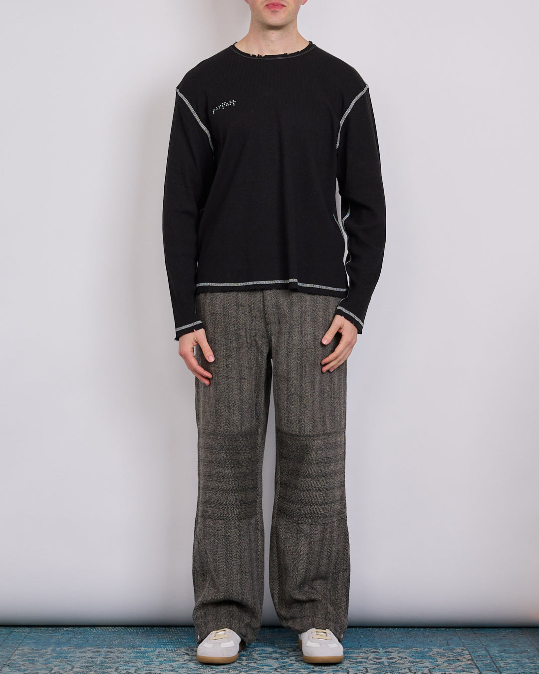 Parfait Franco Reflective Rib Knit Crewneck Black
