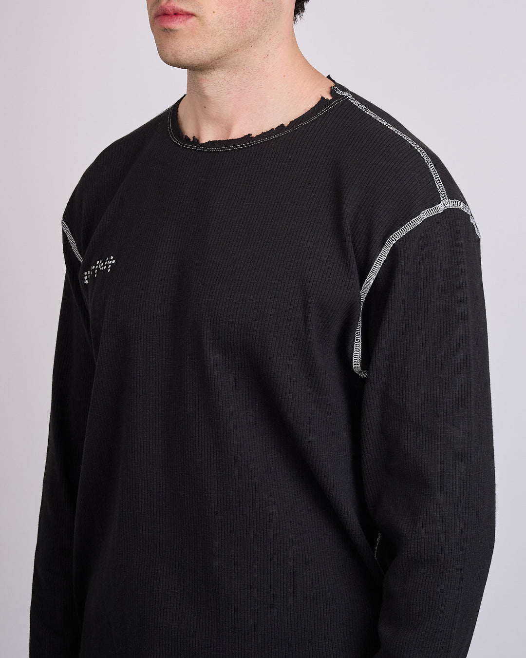 Parfait Franco Reflective Rib Knit Crewneck Black