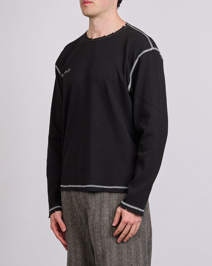 Parfait Franco Reflective Rib Knit Crewneck Black