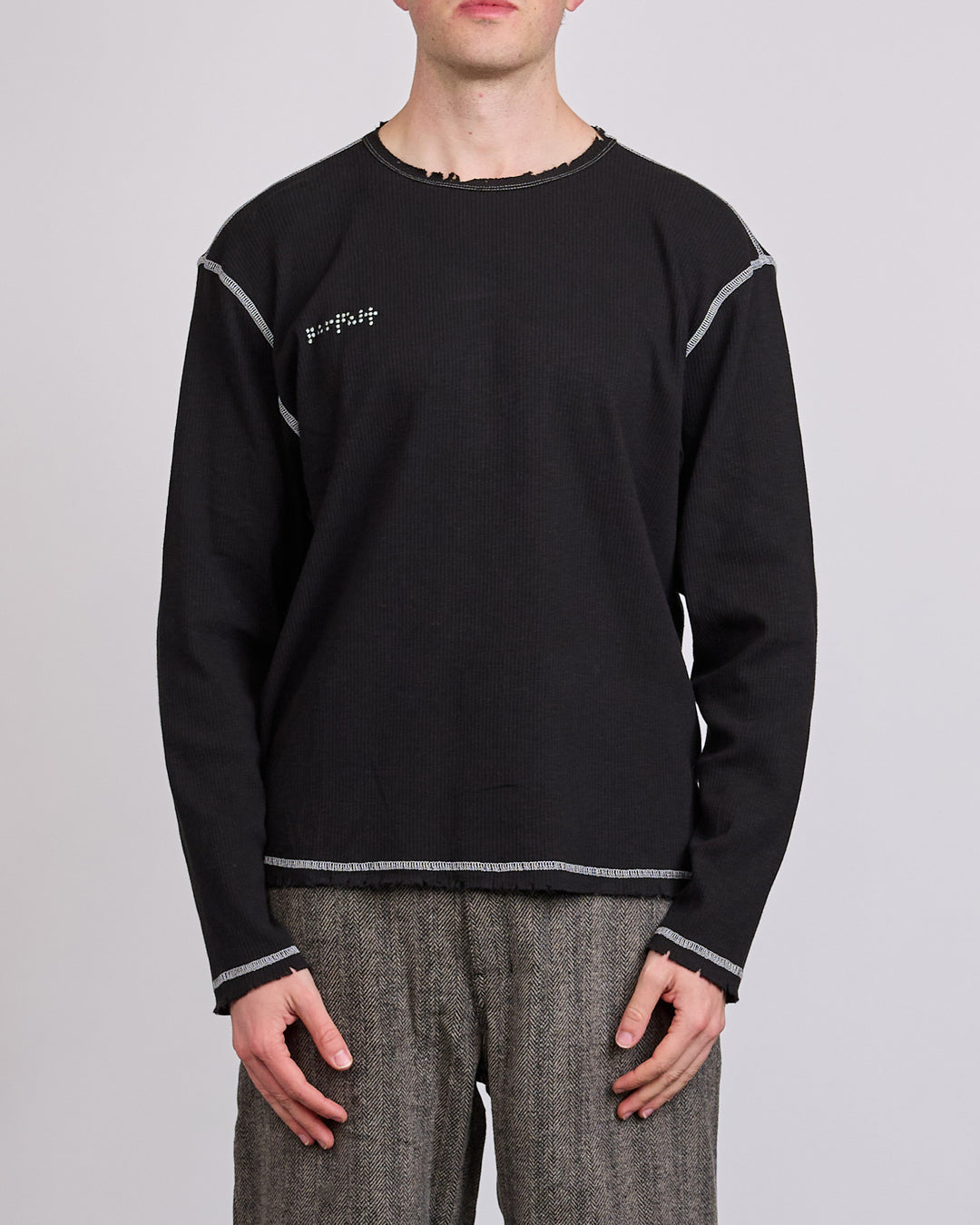 Parfait Franco Reflective Rib Knit Crewneck Black