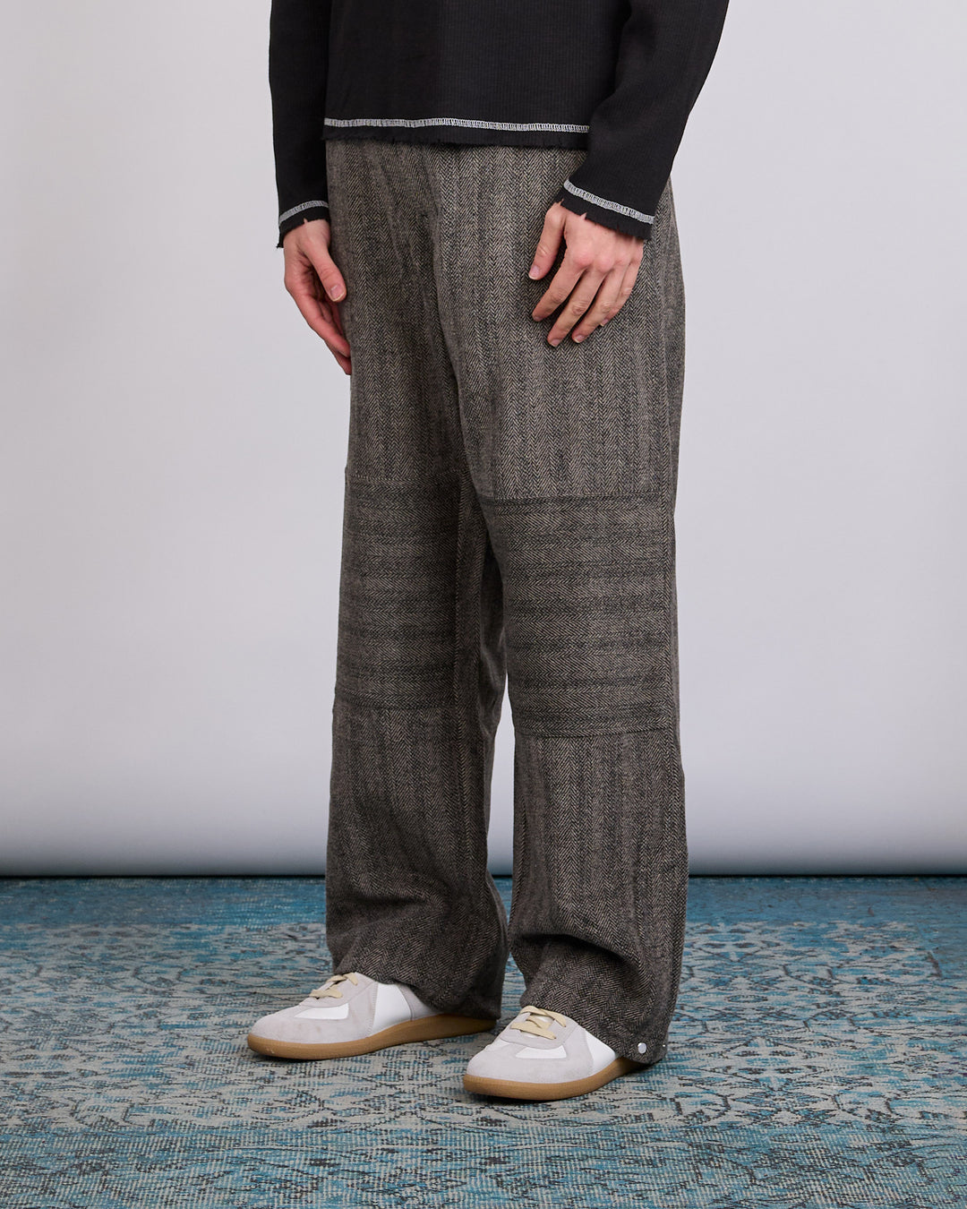 Parfait Slash Wool Herringbone Pant Grey