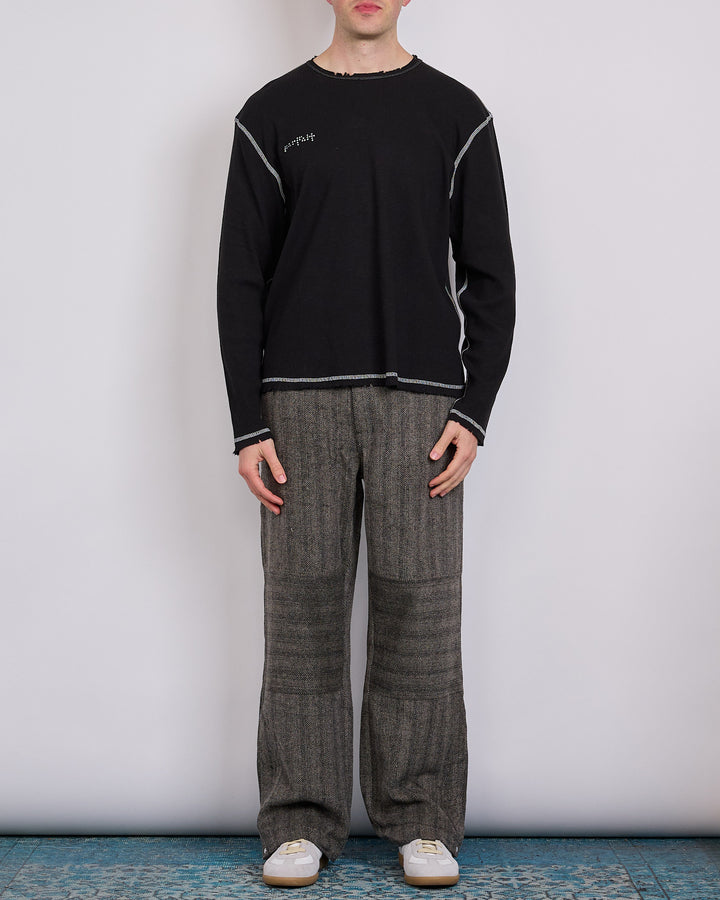 Parfait Slash Wool Herringbone Pant Grey