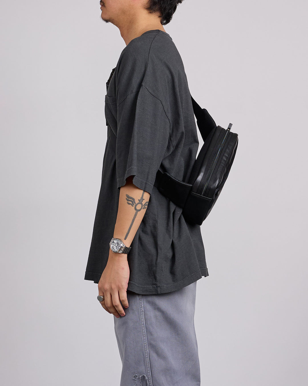 Porter Aloof Leather Waist Bag Black