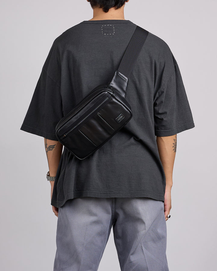 Porter Aloof Leather Waist Bag Black
