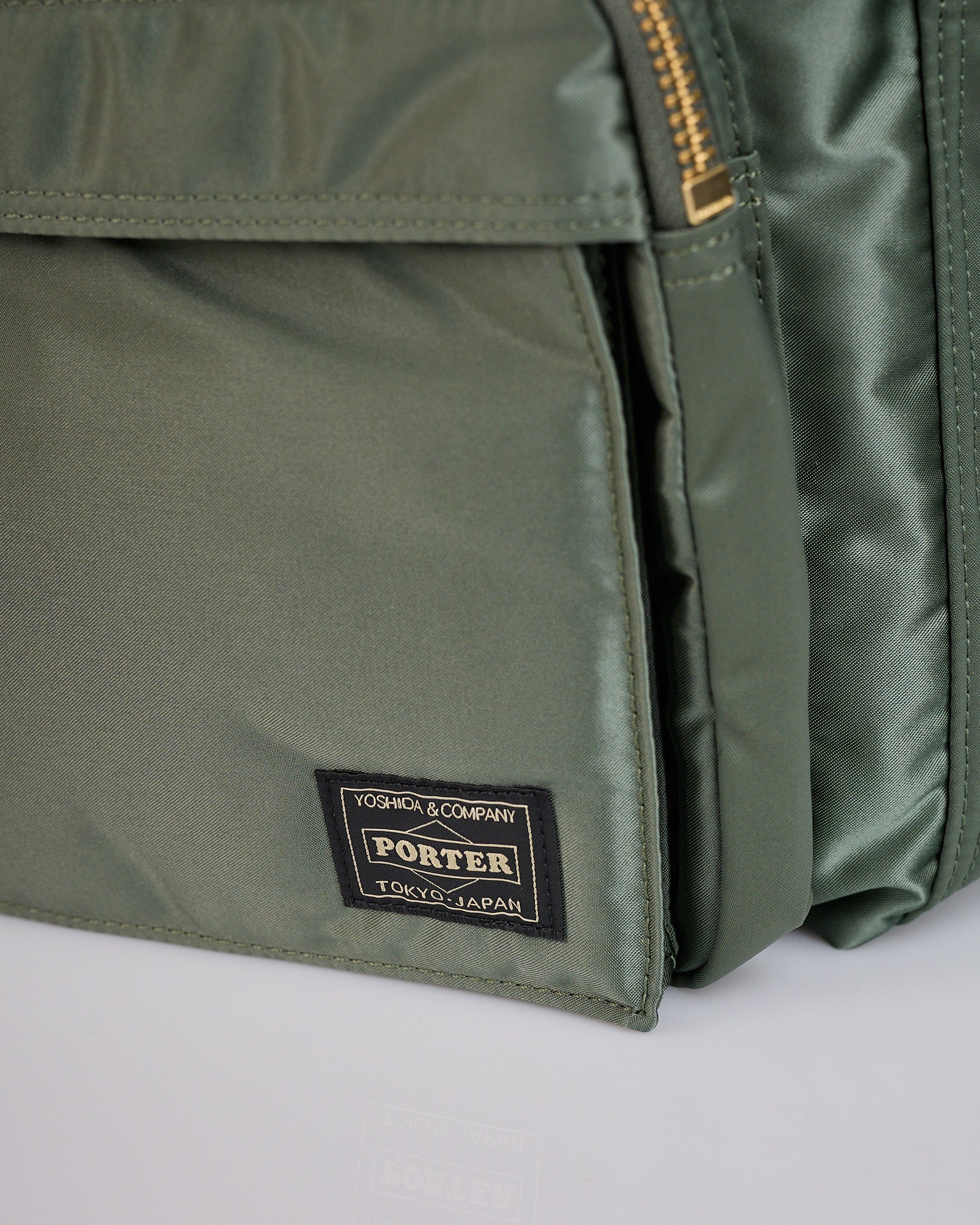 Porter Tanker Zip Front Pocket Daypack Sage Green – LESS 17