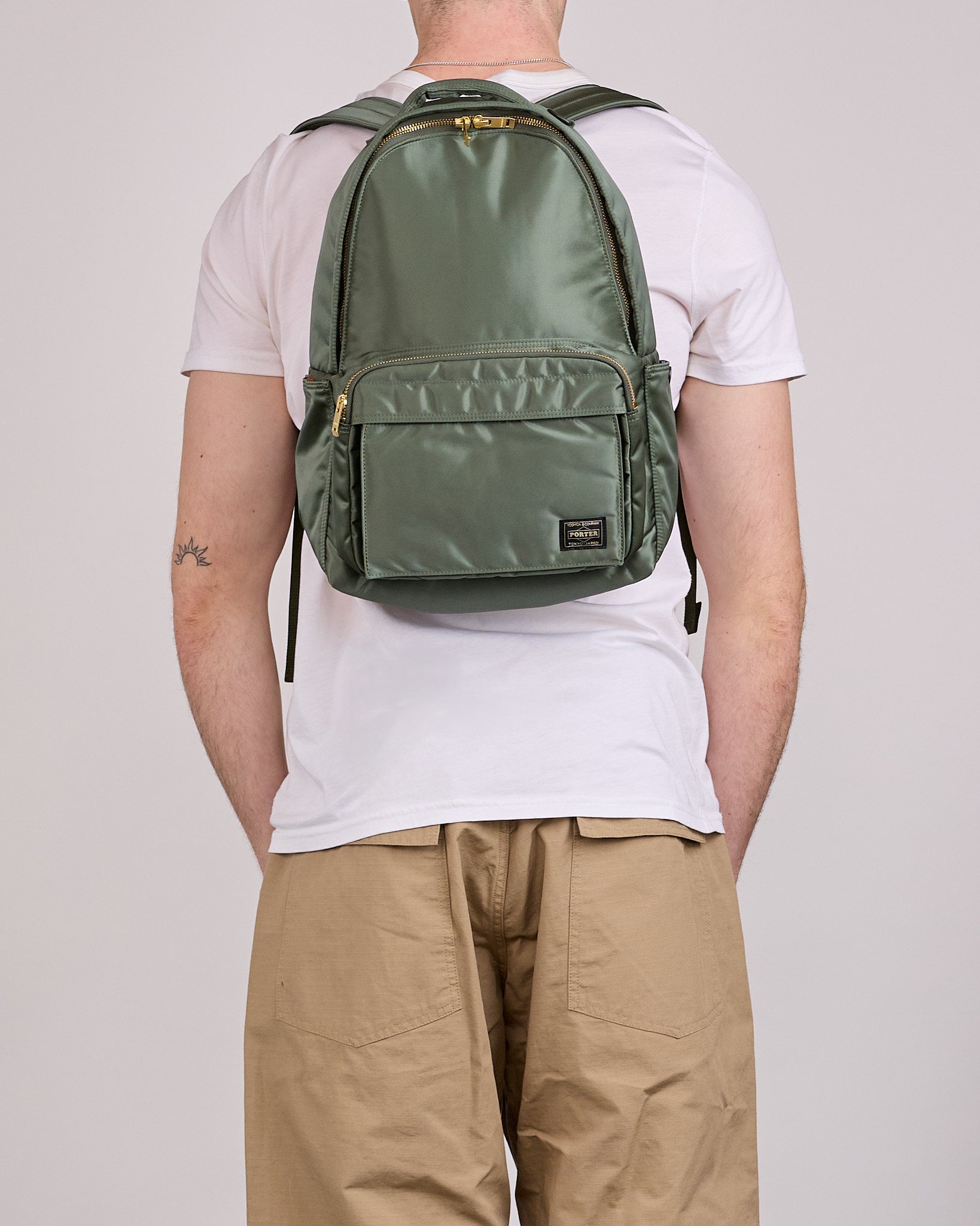 Porter Tanker Zip Front Pocket Daypack Sage Green – LESS 17