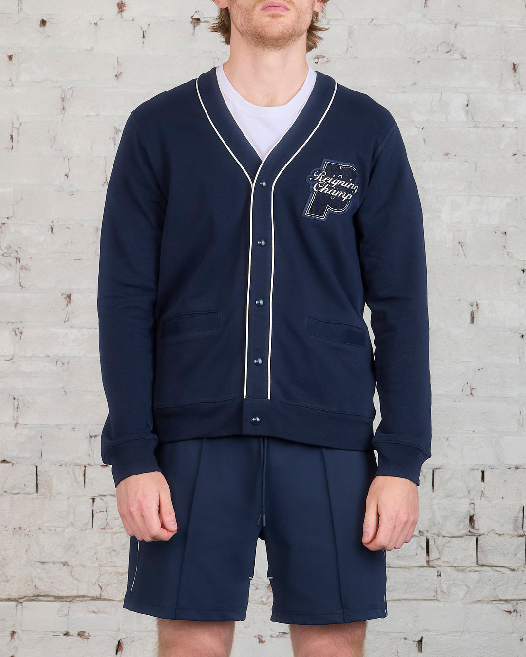 Reigning Champ x Prince Lightweight Terry Cardigan Navy