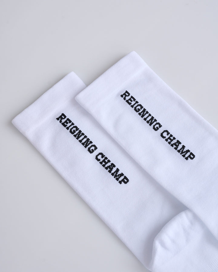 Reigning Champ Knit Tab Crew Sock White