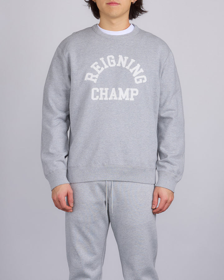 Reigning Champ Midweight Arch Logo Crewneck Heather Grey