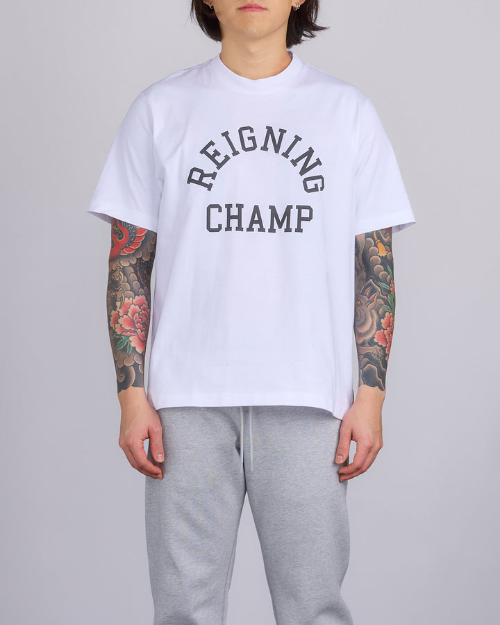 Reigning Champ Midweight Arch Logo T-Shirt White