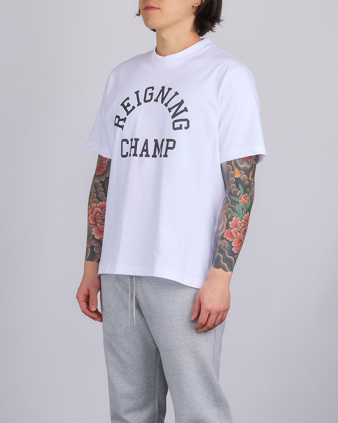 Reigning Champ Midweight Arch Logo T-Shirt White