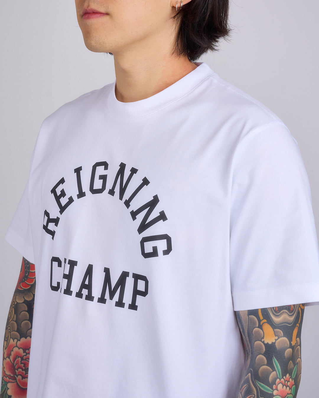 Reigning Champ Midweight Arch Logo T-Shirt White