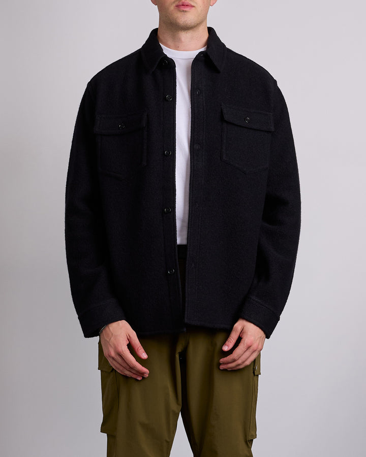 Reigning Champ Boiled Wool Warden Outershirt Jacket Black