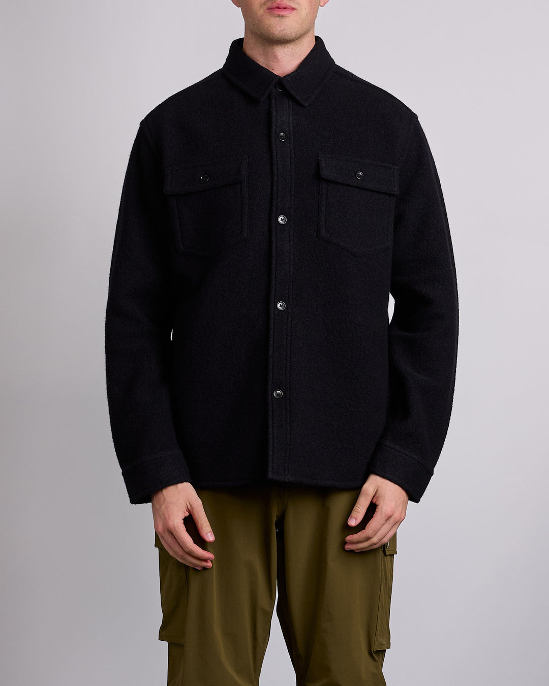 Reigning Champ Boiled Wool Warden Outershirt Jacket Black