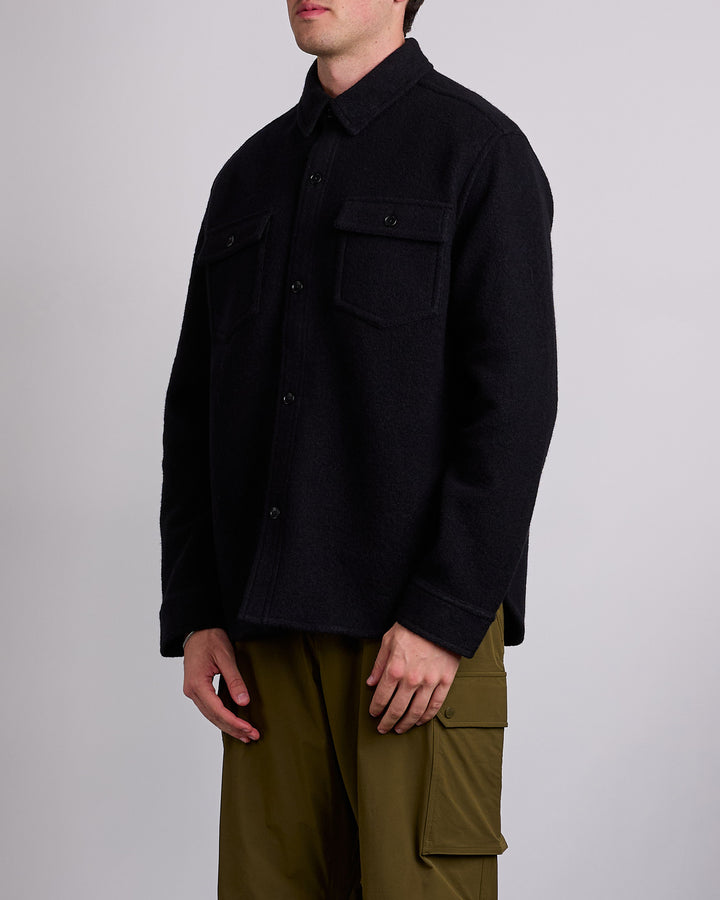 Reigning Champ Boiled Wool Warden Outershirt Jacket Black