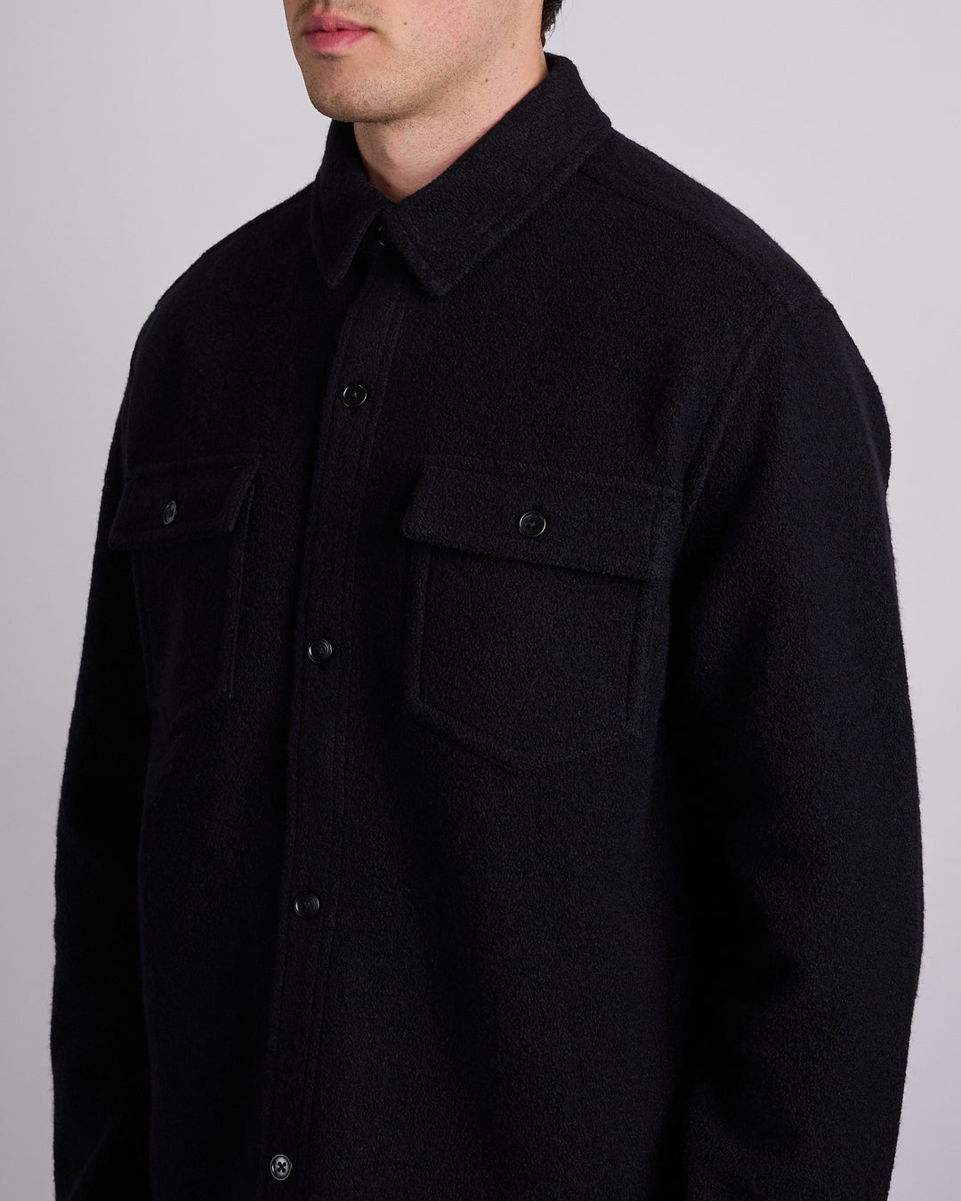 Reigning Champ Boiled Wool Warden Outershirt Jacket Black