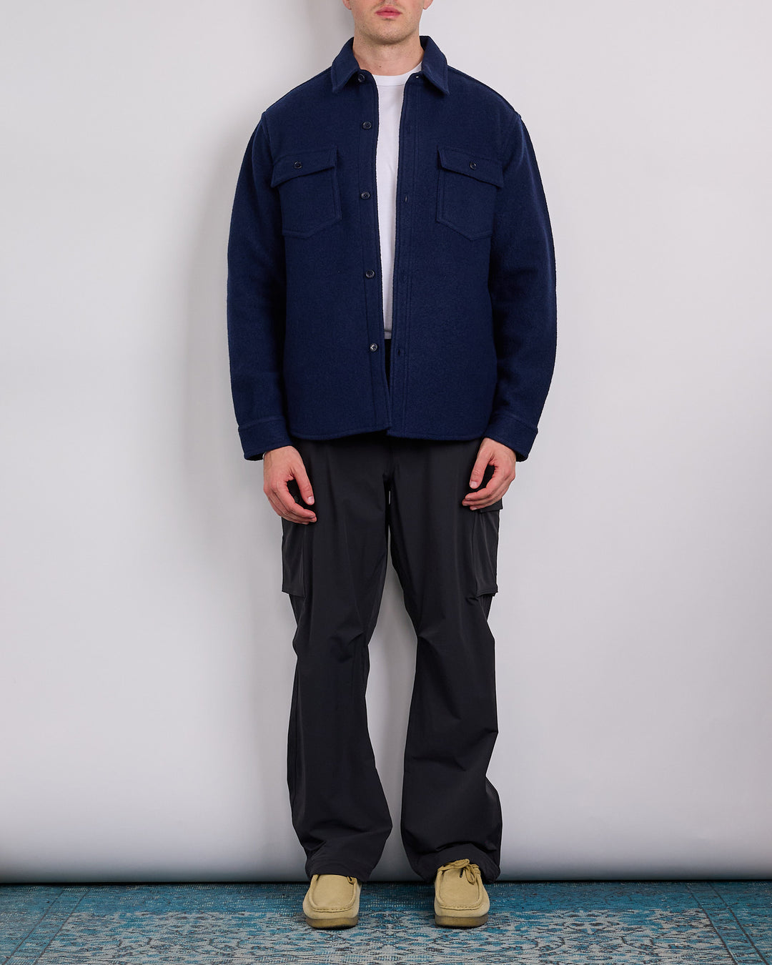 Reigning Champ Boiled Wool Warden Outershirt Jacket Navy