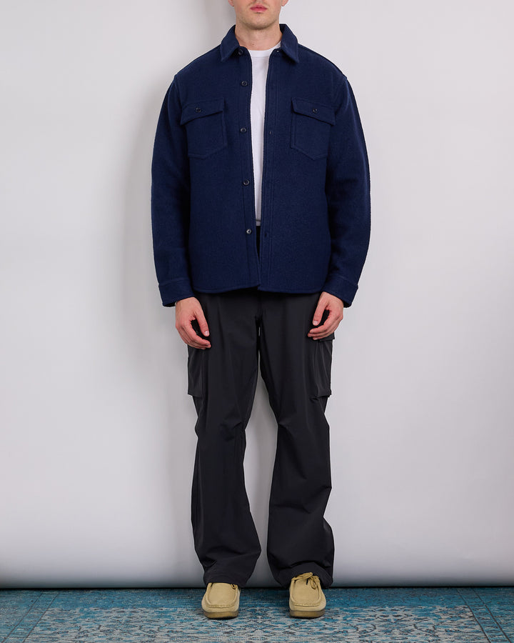 Reigning Champ Boiled Wool Warden Outershirt Jacket Navy