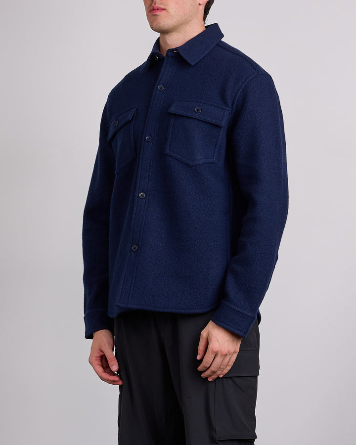 Reigning Champ Boiled Wool Warden Outershirt Jacket Navy