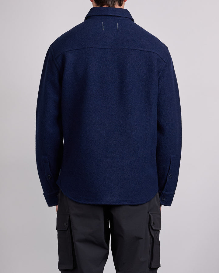 Reigning Champ Boiled Wool Warden Outershirt Jacket Navy