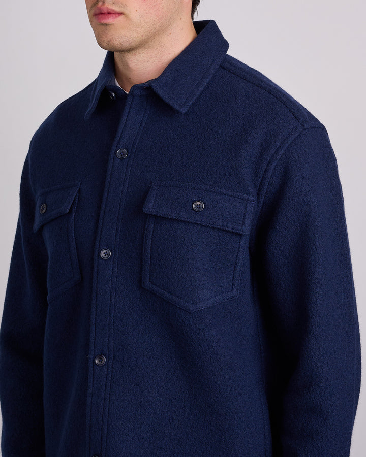 Reigning Champ Boiled Wool Warden Outershirt Jacket Navy