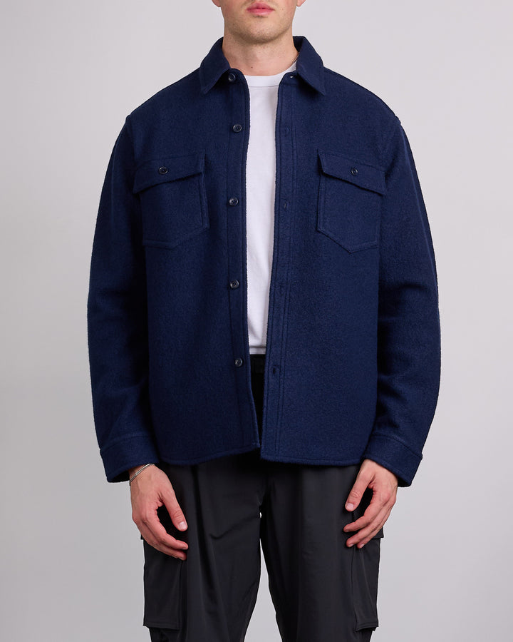 Reigning Champ Boiled Wool Warden Outershirt Jacket Navy