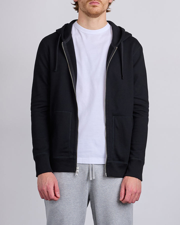 Reigning Champ Core Midweight Terry Slim Zip Hoodie Black