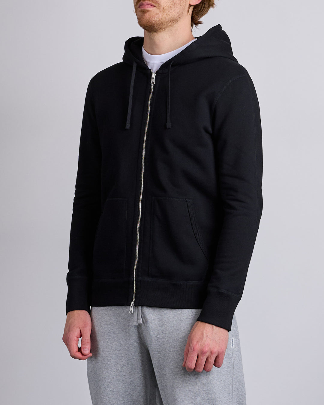 Reigning Champ Core Midweight Terry Slim Zip Hoodie Black