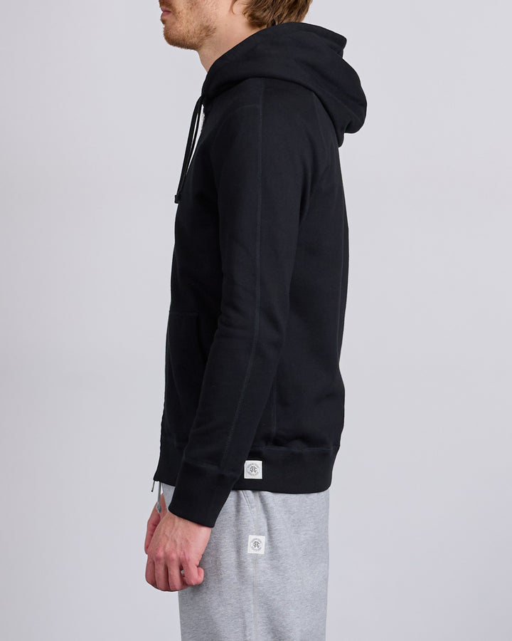 Reigning Champ Core Midweight Terry Slim Zip Hoodie Black