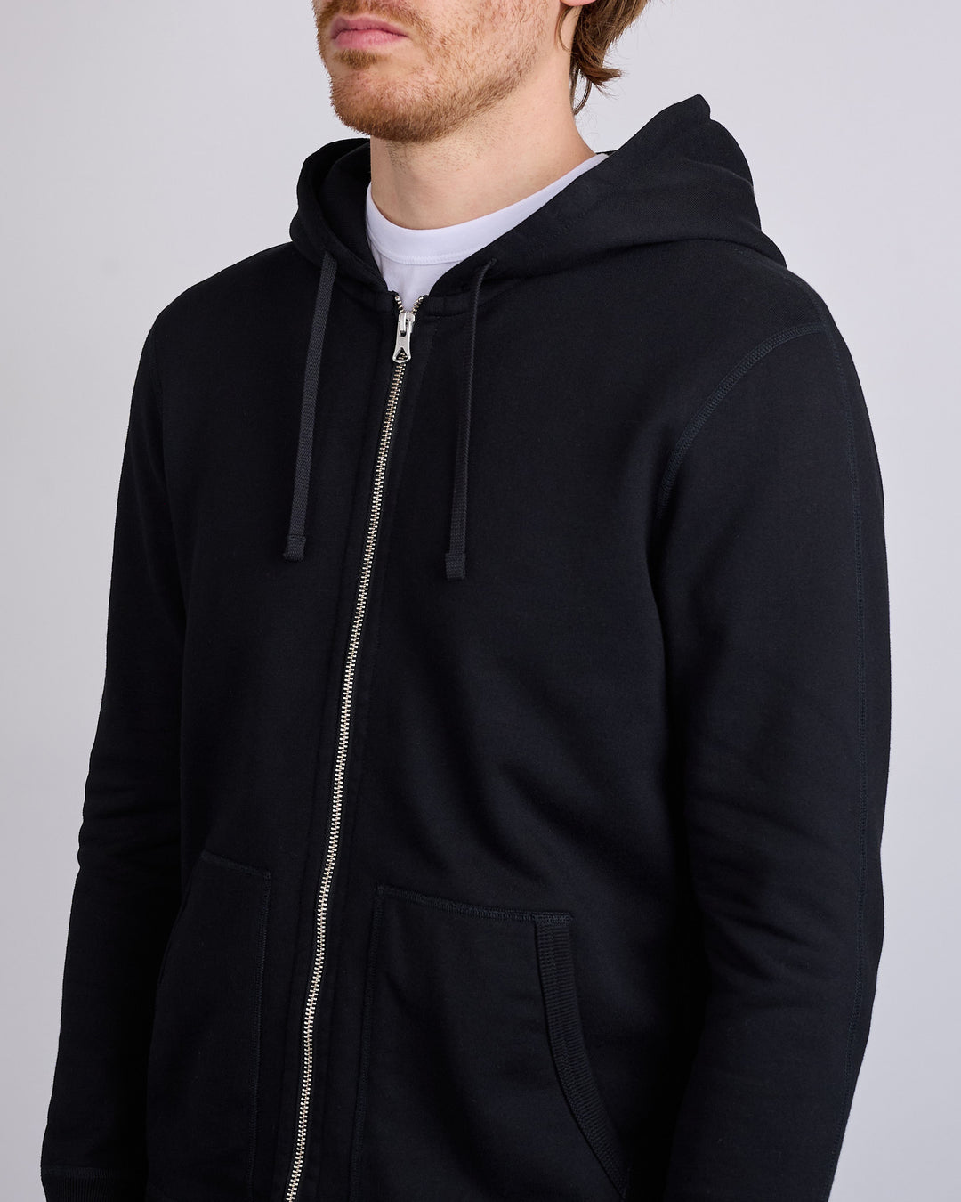 Reigning Champ Core Midweight Terry Slim Zip Hoodie Black